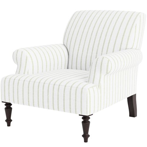 Grady Chair, Lily Pond Linen Weave Stripe