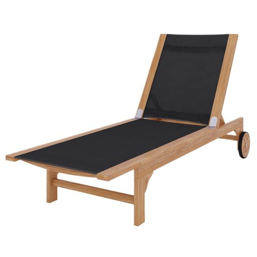 Myrna Teak Outdoor Chaise, Black Myrna Teak Outdoor Chaise, Black~P77649425