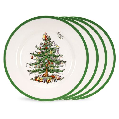S/4 Christmas Tree Dinner Plates w/ Box~P11009972