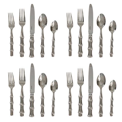 Bamboo 20pc Place Setting, Polished