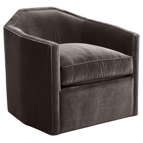 Speakeasy Swivel Club Chair, Charcoal Velvet~P77447485