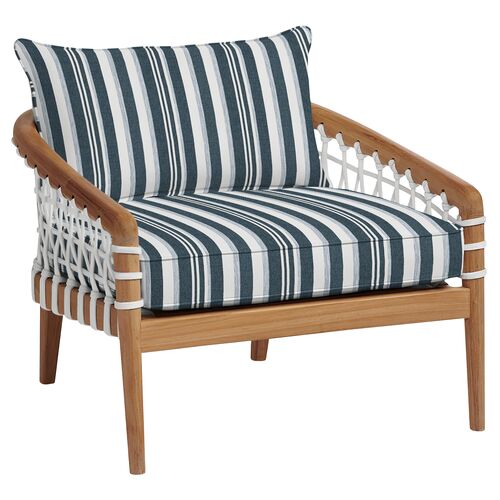 Stonington Outdoor Upholstered Chair, Sunbrella Bridges Stripe Stonington Outdoor Upholstered Chair, Sunbrella Bridges Stripe