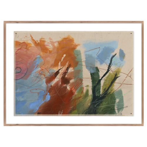 40" x 60" I Became Whole Again Painting by Katherine Hunsaker, Rustic  Walnut Frame
