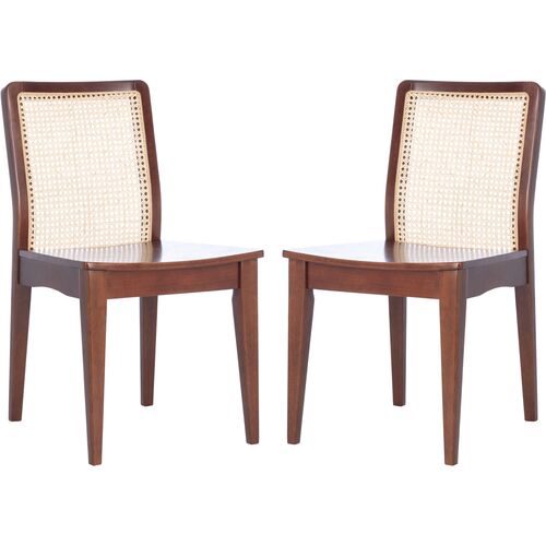 S/2 Stefania Rattan Dining Chairs, Brown~P77648019