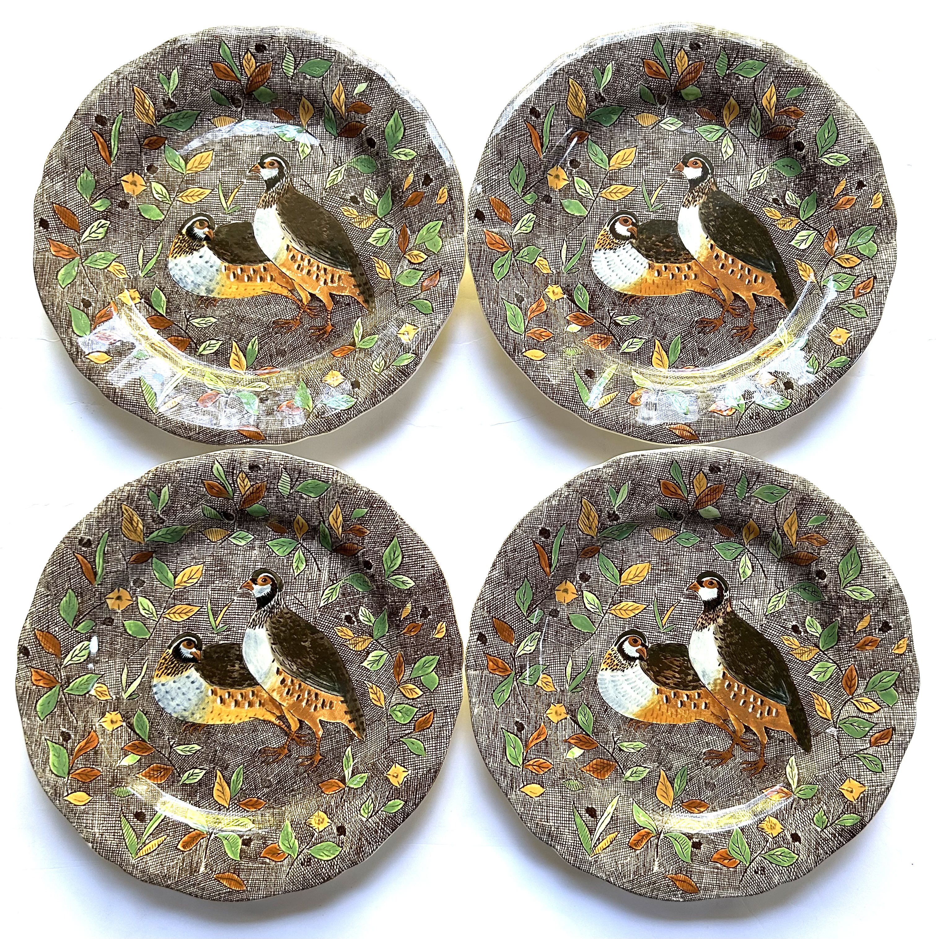 Gien French Quails Dinner Plates S/4~P77739049