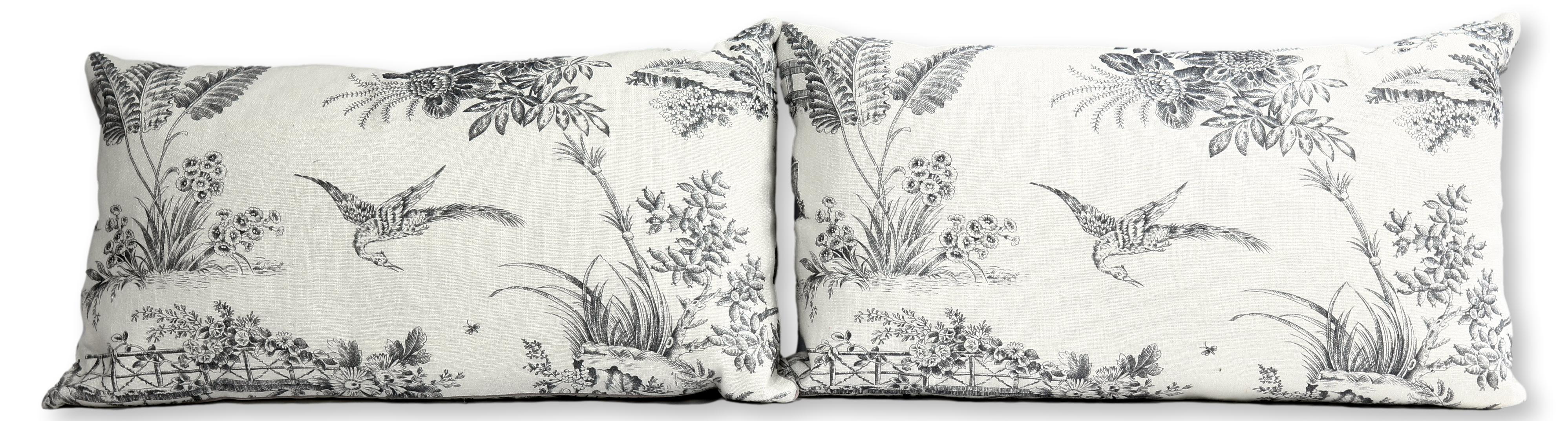 French Toile Linen Lumbar Pillows, Pair~P77638095