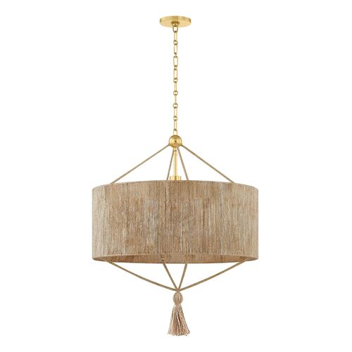 Reyn Drum Pendant, Aged Brass/Natural String