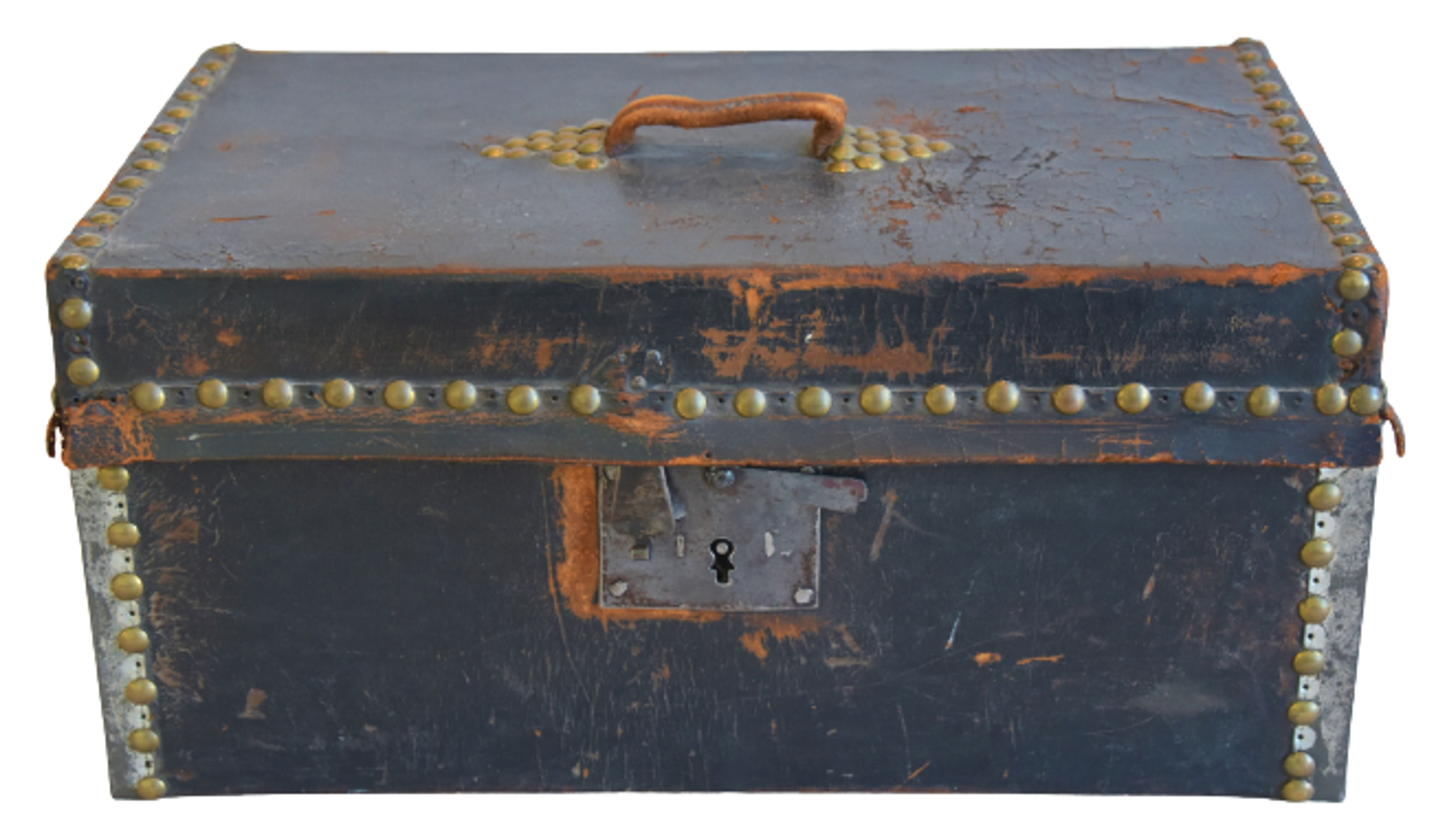 1833's Leather & Brass Document Safe Box~P77645596