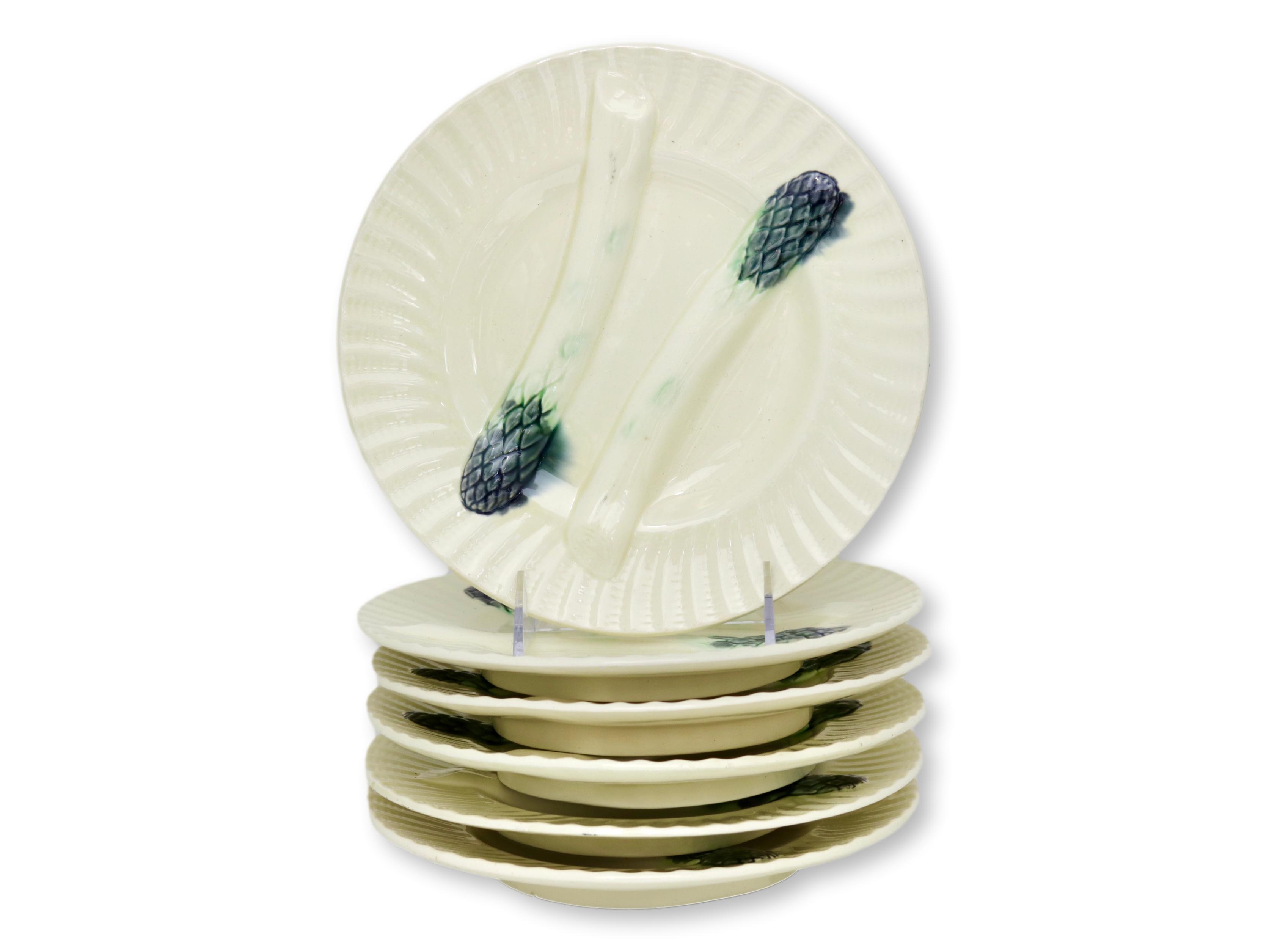 19th-C. French Asparagus Plates, S/6~P77671936