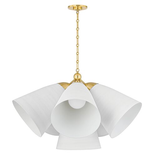 Bronson 6-Light Chandelier, Aged Brass/White