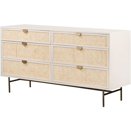 Amora 6-Drawer Dresser, Cane/Alabaster~P77652932