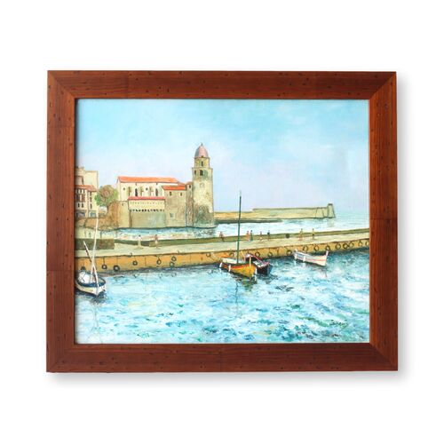 Midcentury French Coastal Harbor Scene~P77705527