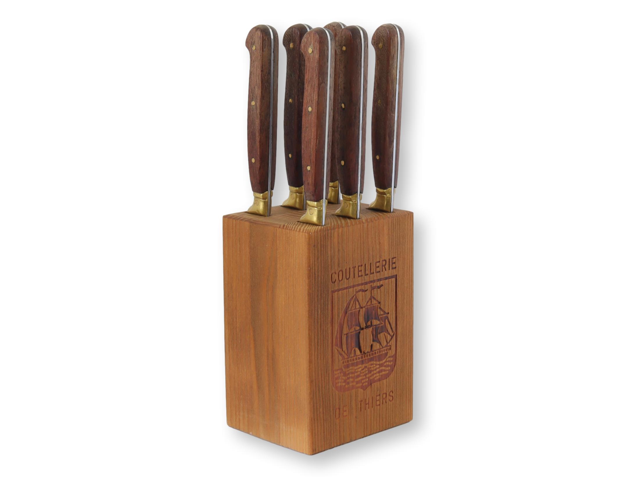 French Thiers Steak Knives in Block, S/6~P77672461