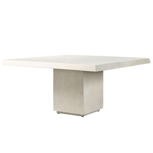 Avila 60" Outdoor Concrete Dining Table, Aged White