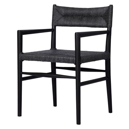 Mabel Outdoor Teak Dining Armchair, Vintage Coal