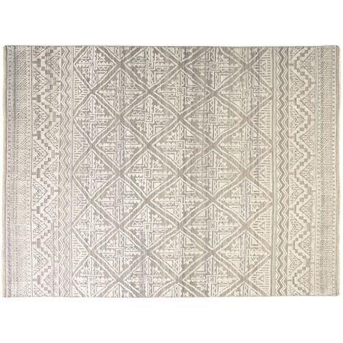Alice Geometric Hand-Knotted Rug, Beige/Gray~P77607154