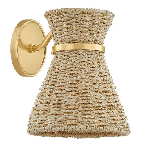 Tarian Wall Sconce, Aged Brass/Seagrass Tarian Wall Sconce, Aged Brass/Seagrass