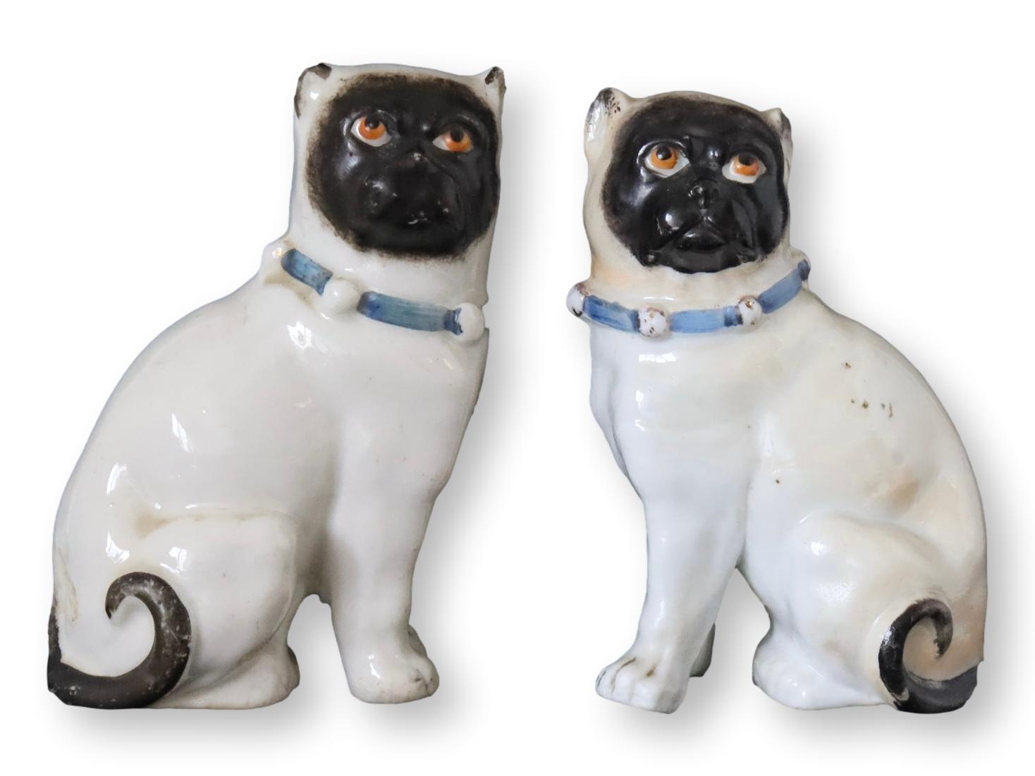 Antique German Porcelain Pug Dogs, Pair~P77687499