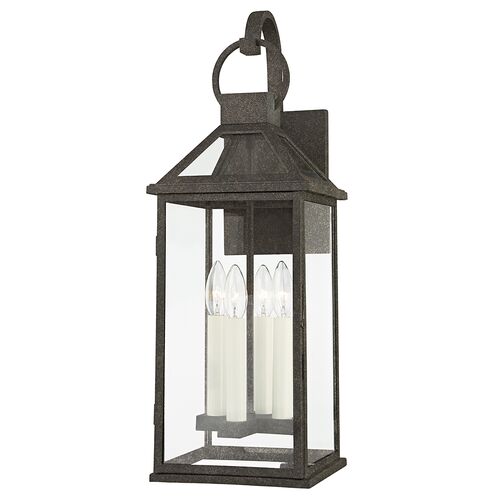 Sanders Outdoor Wall Sconce, French Iron