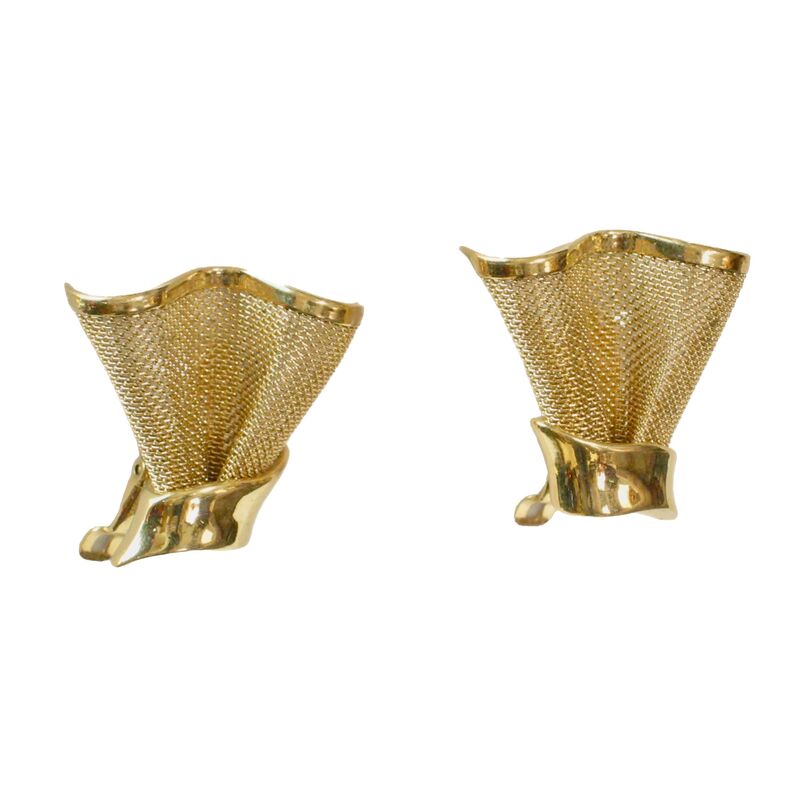 Givenchy Gold Plated Mesh Fan Earrings