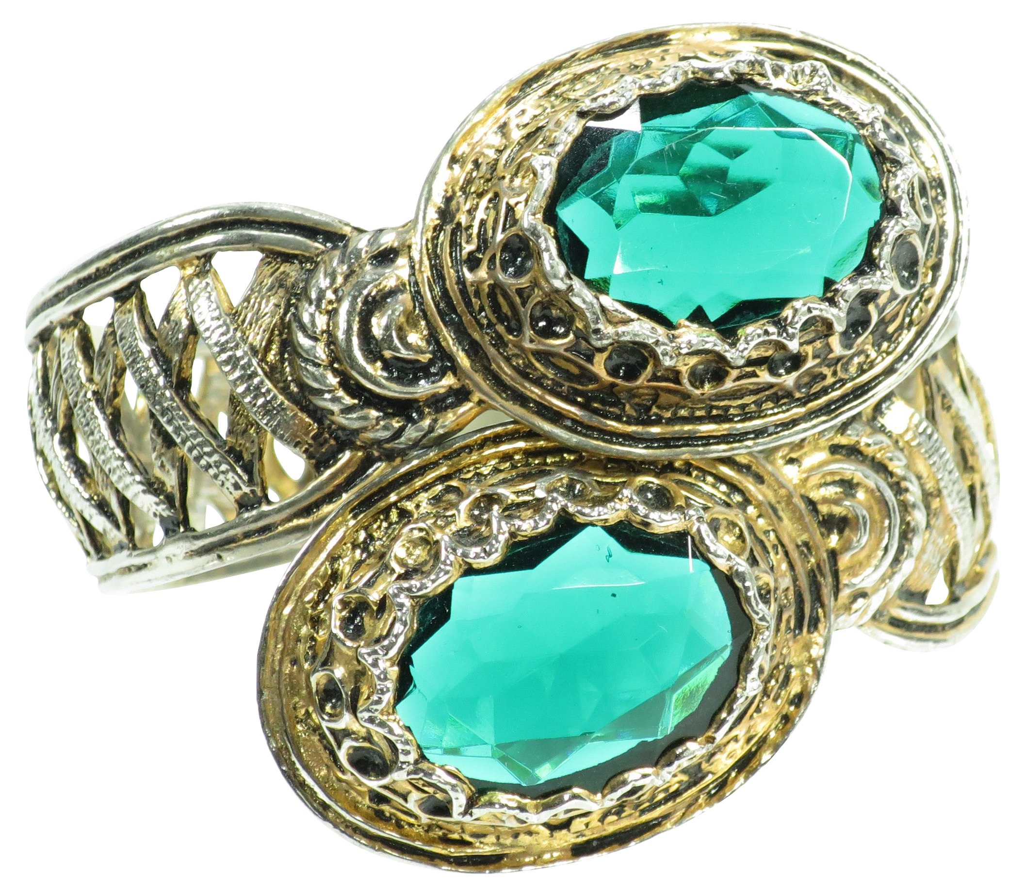 1940s Emerald Crystal Bypass Bracelet~P77586531