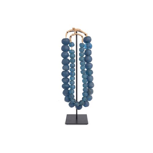 Asst. of 2 Ghanaian Glass Beads w/ Stand, Blue~P77534515