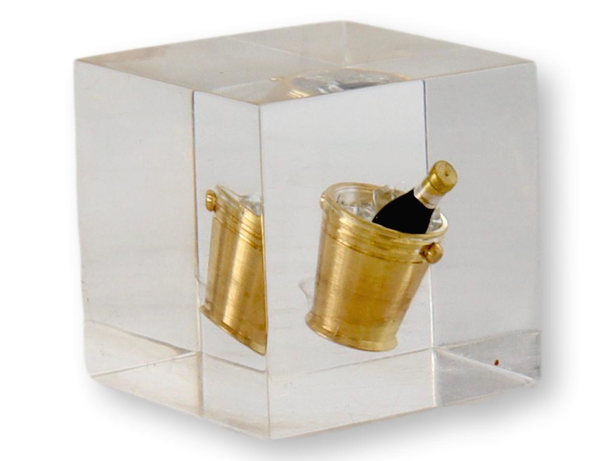Paperweight w/Champagne Bucket in Lucite~P77672466