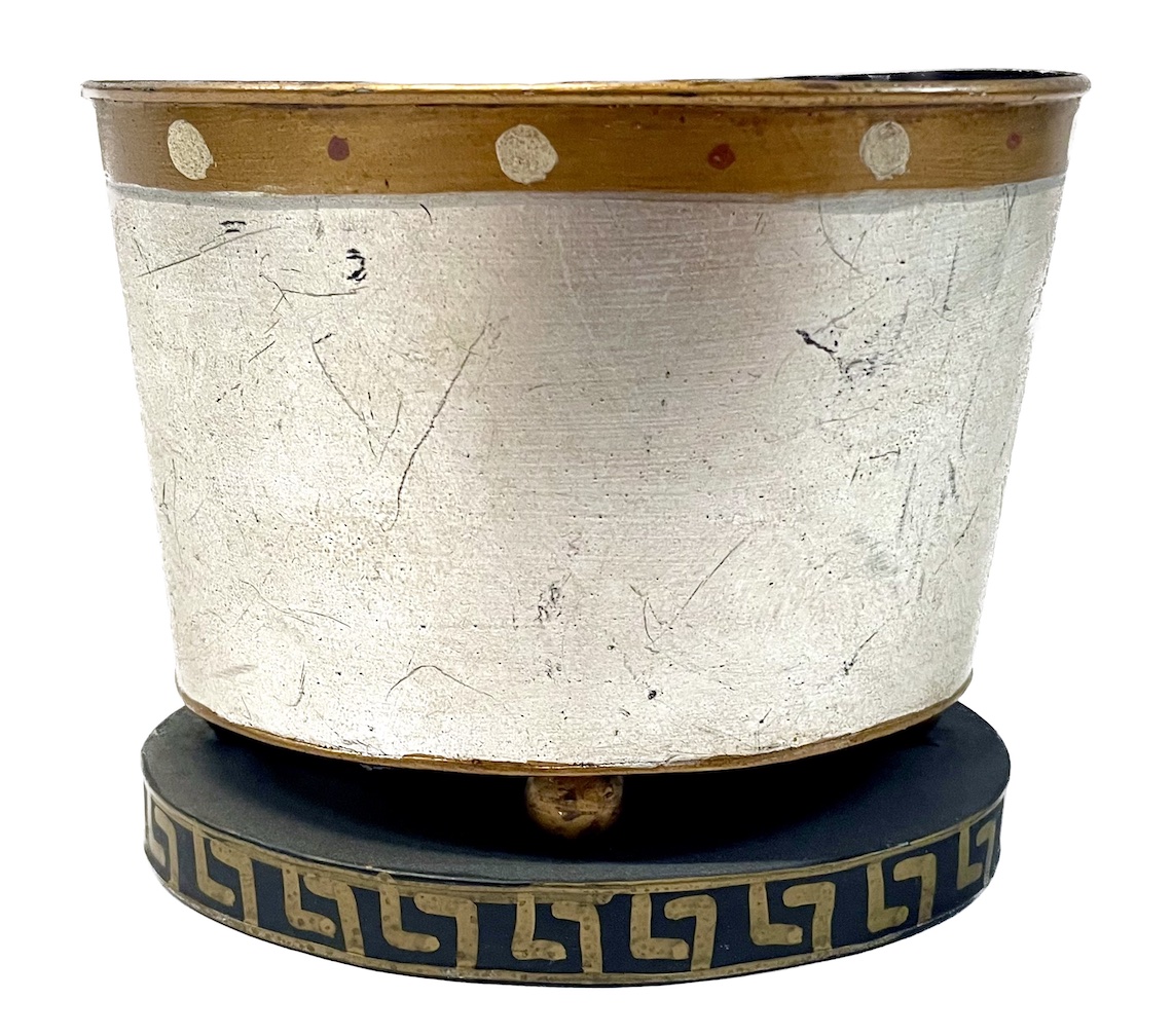 Painted Silver & Gold Greek Key Cachepot~P77671995