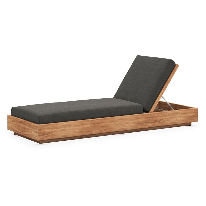 Laney Outdoor Teak Chaise, Charcoal