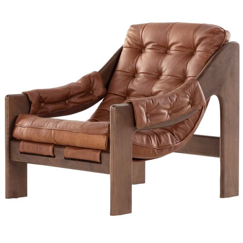 Odin Leather Tufted Sling Chair