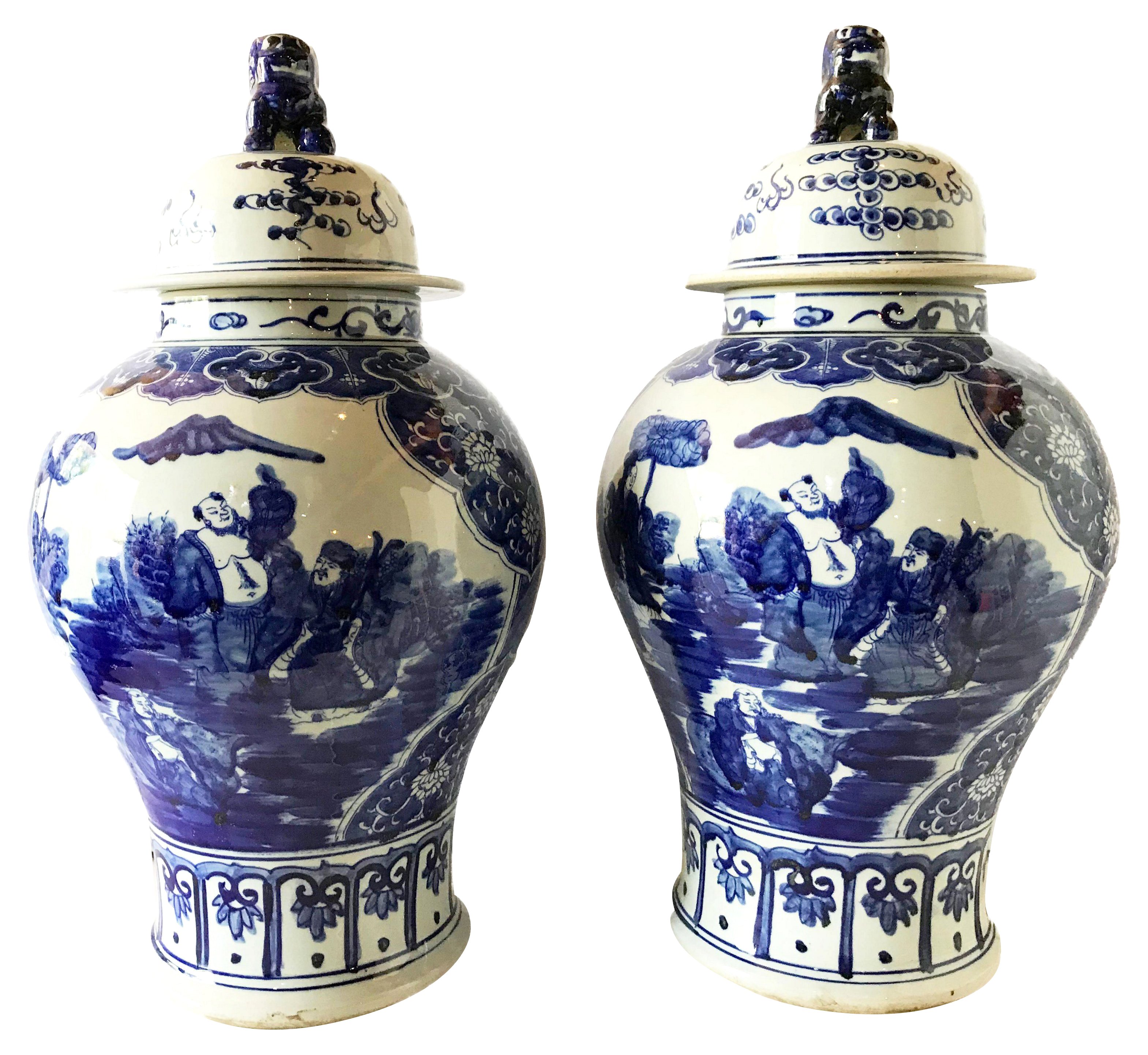 Chinese Blue & White Ginger Jars, Pair~P77575708