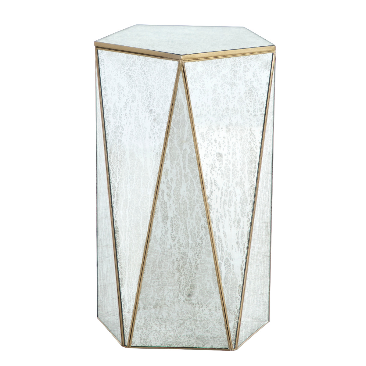 Tindell Mercury Glass Drinking Table, Ivory/Gold