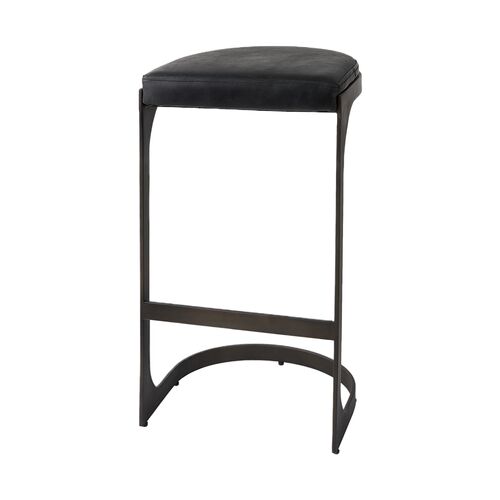 Brisa Leather Bar Stool, Black Brisa Leather Bar Stool, Black