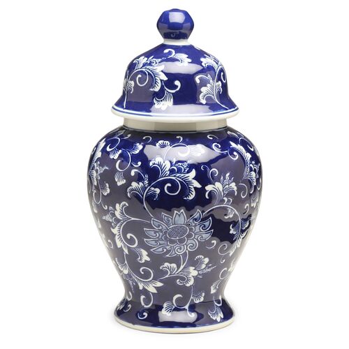 15" Lisse Tall Classic Ginger Jar, Blue/White~P77508539