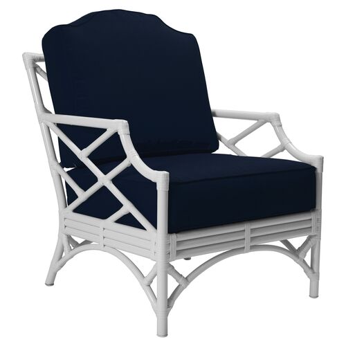 Chippendale Outdoor Lounge Chair, Navy~P77259381