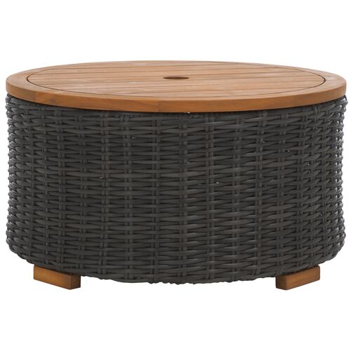 Emrys Outdoor Wicker Storage Coffee Table