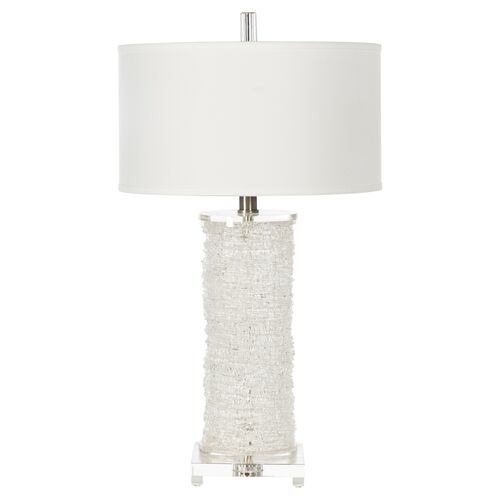 Sofia Textured Glass Table Lamp, Clear/White~P77574539