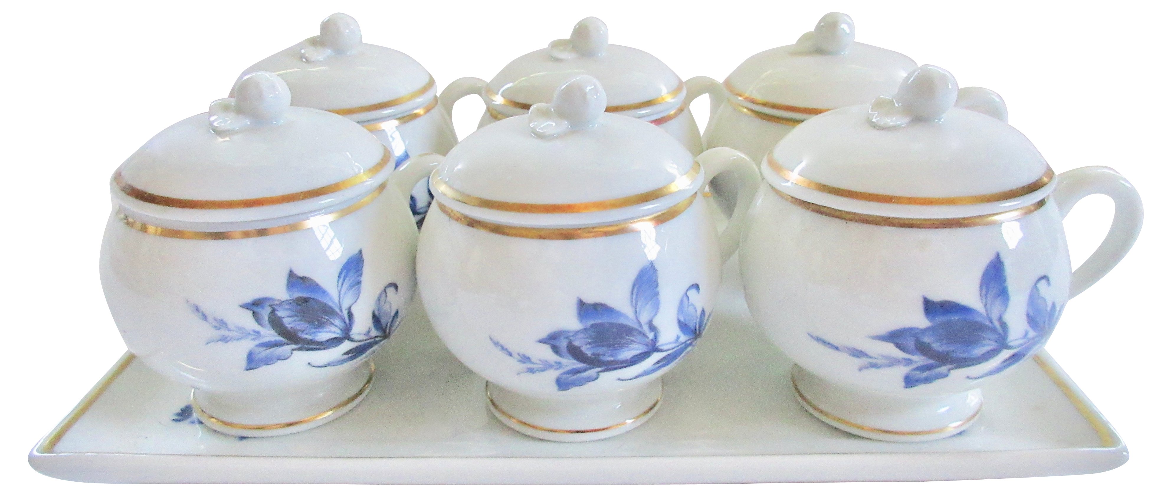 Ginori Porcelain Pots de Creme & Tray~P77559916