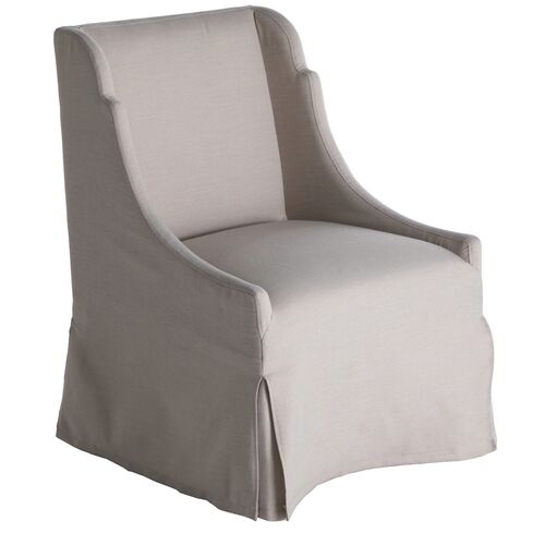 Whitfield Oak and Performance Fabric Dining Chair, Ivory Beige/Grey Whitfield Oak and Performance Fabric Dining Chair, Ivory Beige/Grey