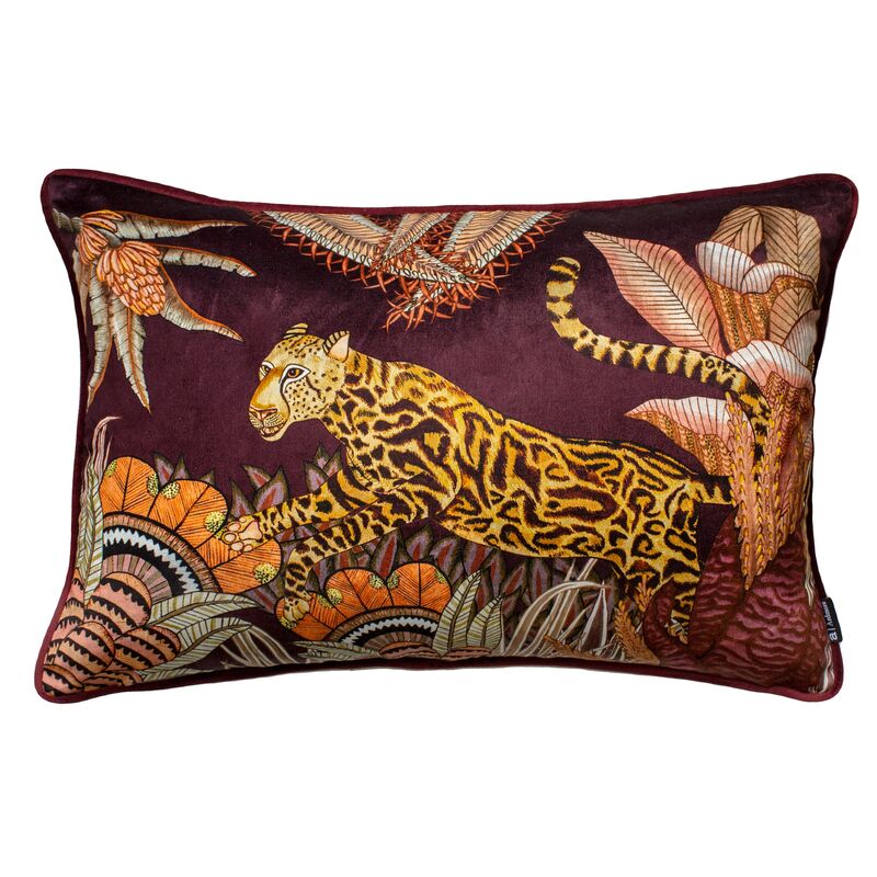 Cheetah Kings 16x24 Lumbar Pillow, Plum Velvet