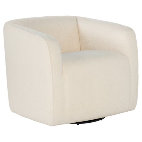 Bennet Swivel Club Chair, Beige Linen