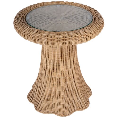 Sunny Scallop Rattan End Table, Natural