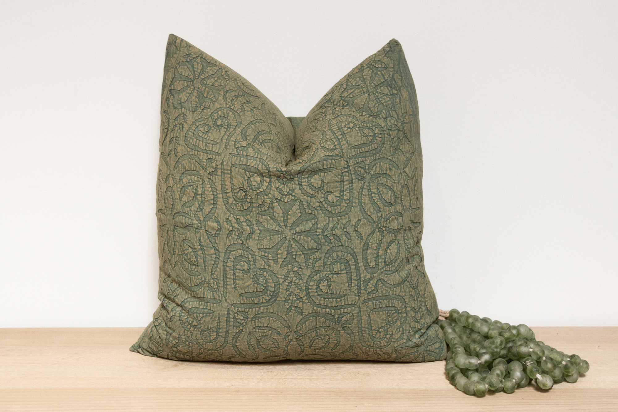 Pigment Green Handmade Pillow Cover~P77681167