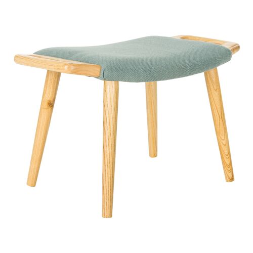 Zarinae Upholstered Elm Bench, Blue
