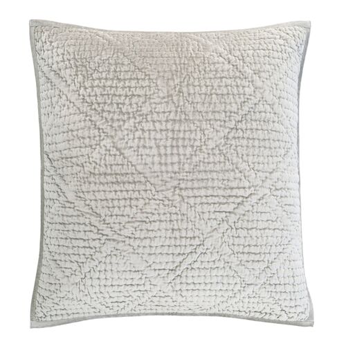 Parisienne Velvet Quilted Sham, Gray