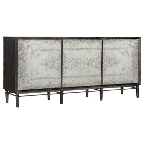 Melange Rosella 3-Door Hand-painted Console Table, Brown/Gray
