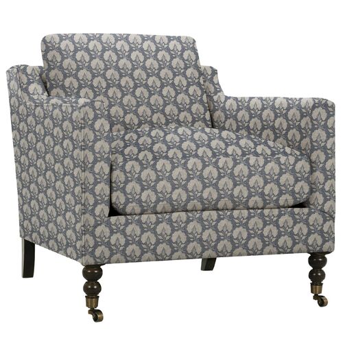 Margot Accent Chair, Floral Block Print