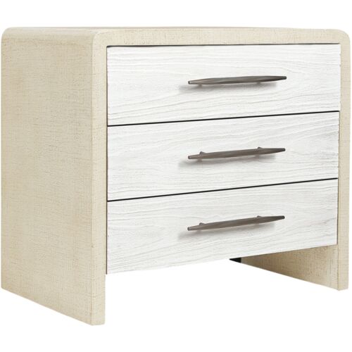 Cascade 3-Drawer Burlap Nightstand, Pebble Beach/Chalk