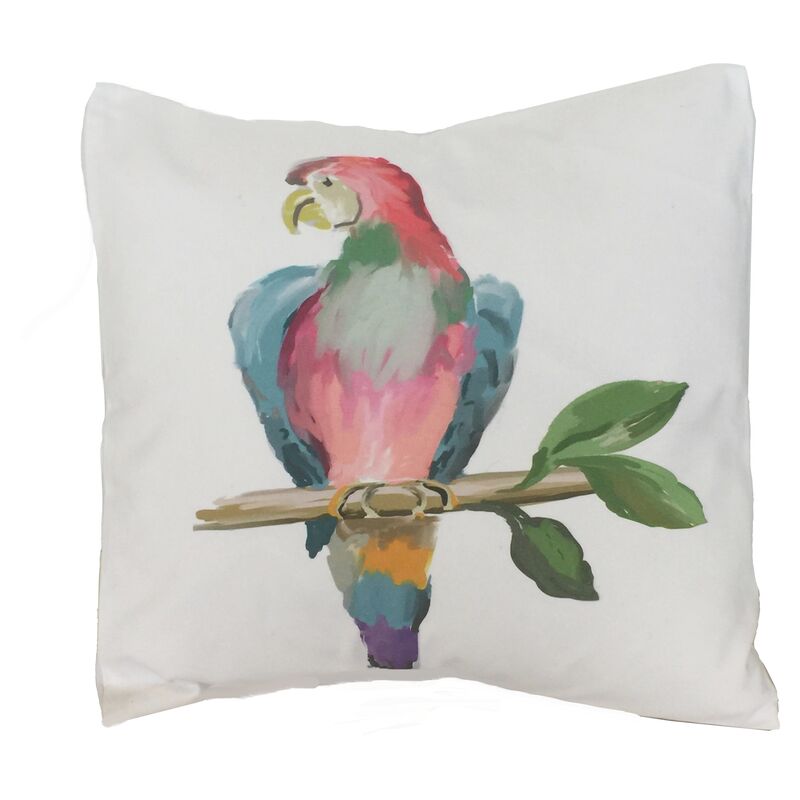Parrot 18x18 Pillow, White