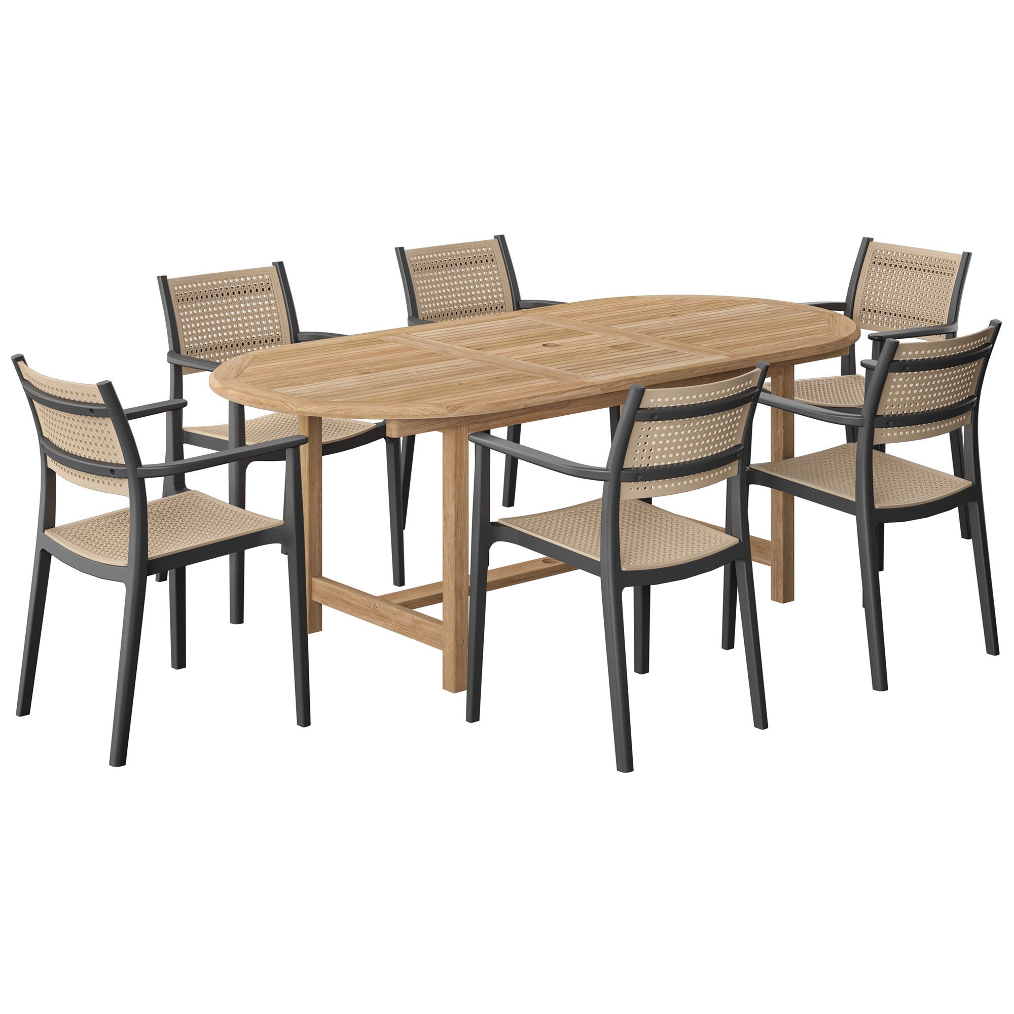 Tulum 7-Pc Outdoor Teak Extension Oval Dining Set Tulum 7-Pc Outdoor Teak Extension Oval Dining Set